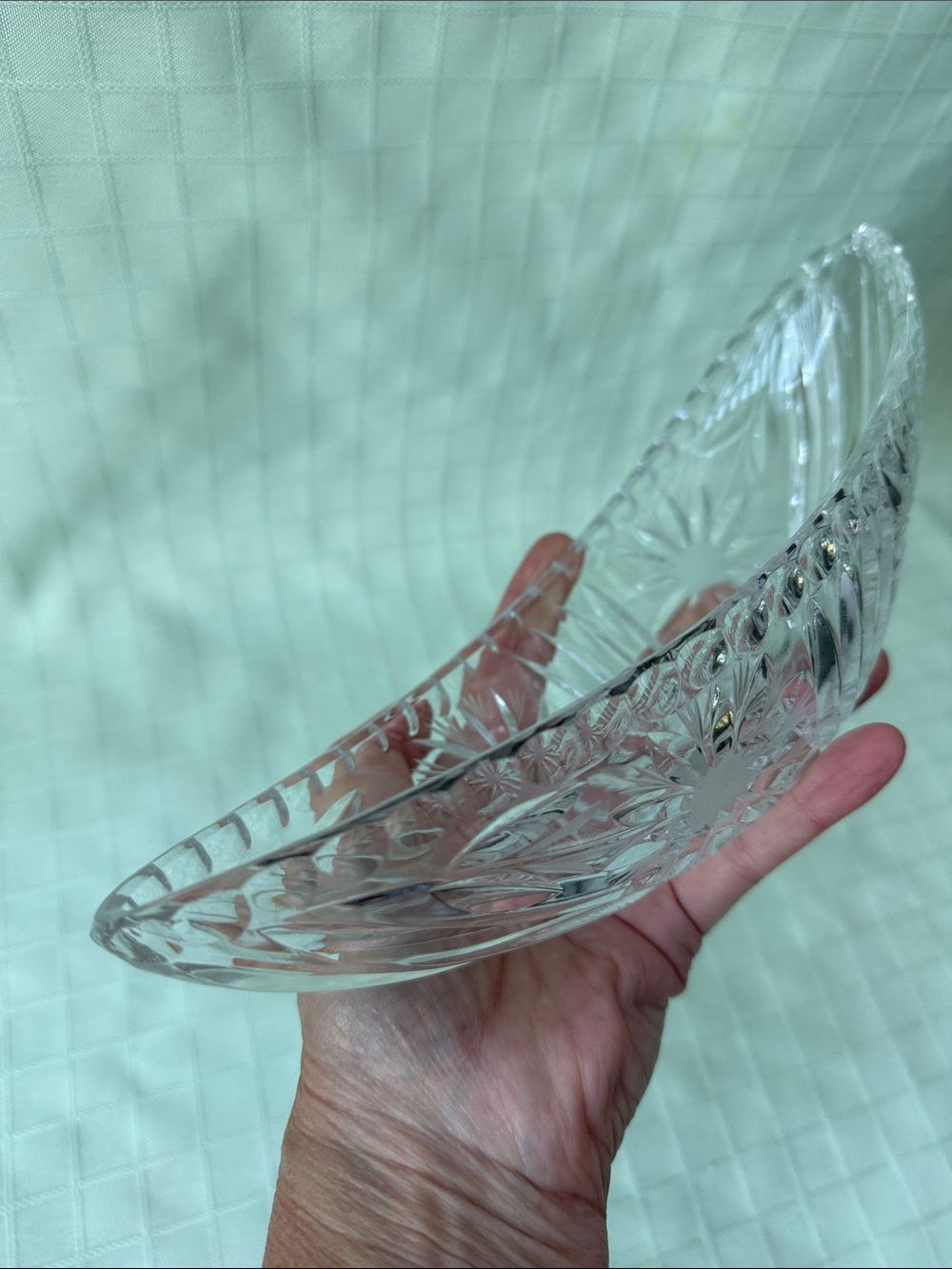 Vintage Pressed Glass Banana Boat Dish - Clear Cut Pattern